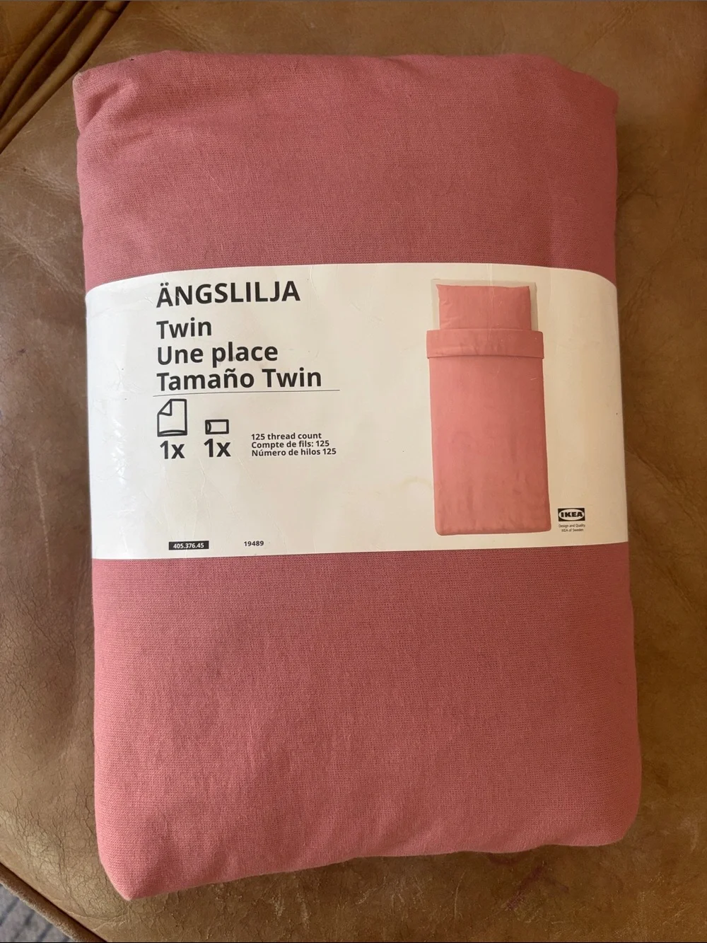 IKEA ÄNGSLILJA Twin Duvet Cover & Pillowcase Set - Dusty Rose
